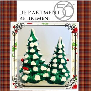 Department 56 1986 Double Trees Snow Covered with Red Birds (EUC)